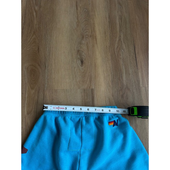 Aviator Nation Aspen Colorado Sweatpants neon Blue Rainbow Logo Joggers XS - Picture 8 of 10